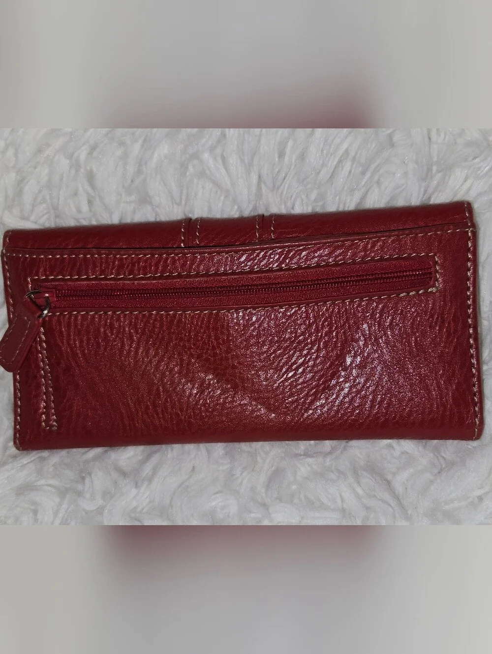 Nine West Red Clutch Wallet with Metal Logo Accent